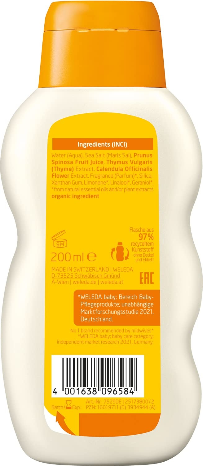 image:imageWELEDA Bio Baby Calendula Entspannungsbad Naturkosmetik Badezusatz mit Bio Thymian pflegt die Haut amp frdert einen ruhigen Schlaf Baby Bad ohne Tenside fr Babys amp Kinder vegan 200ml200 ml 1er Pack