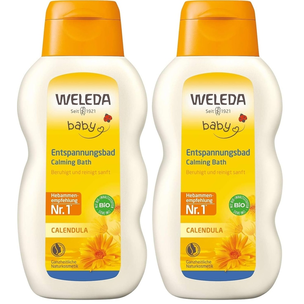 image:imageWELEDA Bio Baby Calendula Entspannungsbad  Naturkosmetik Badezusatz mit Bio Thymian pflegt die Haut amp frdert einen ruhigen Schlaf Baby Bad ohne Tenside fr Babys amp Kinder vegan 200ml200 ml 2er Pack