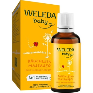 WELEDA Bio Baby Bäuchlein Massageöl, Naturkosmetik Massage Öl gegen Bauchschmerzen und Krämpfe von Babys und Kleinkindern, Pflegeöl zur Verdauungsförderung (1 x 50 ml)(Farbig)