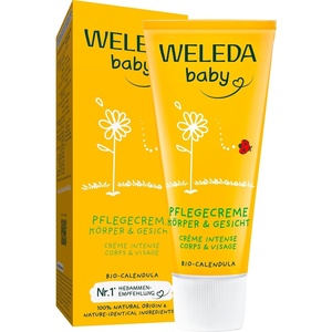 WELEDA Bio Baby Calendula Pflegecreme Körper & Gesicht 30ml – Naturkosmetik Gesichtscreme / Hautcreme mit Sesamöl & Lanolin zur Pflege trockener Haut. Babypflege Feuchtigkeitscreme für Babys & Kinder(75 g (1er Pack))