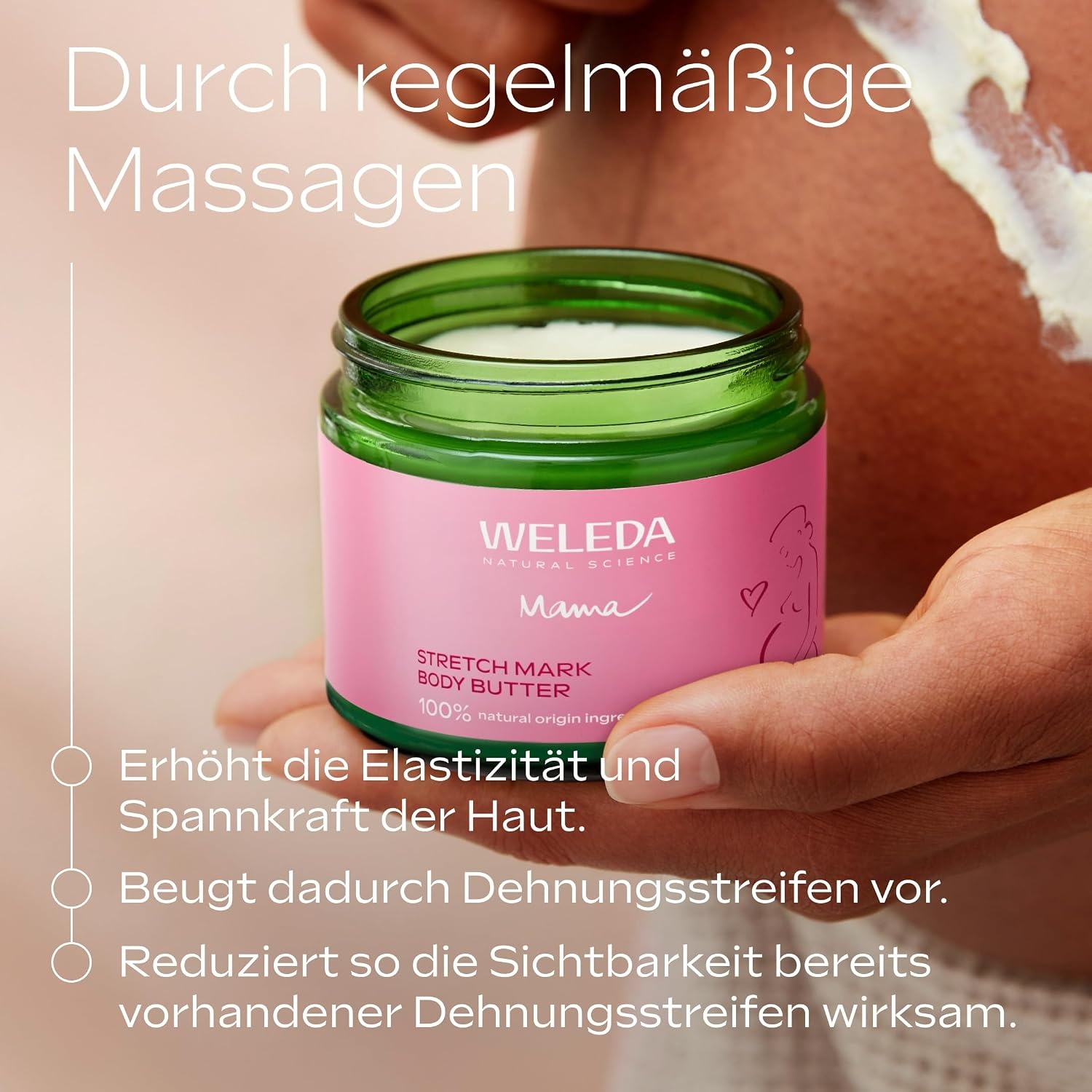 image:imageWELEDA Schwangerschaft Body Butter 150ml Dehnungsstreifen vegan BioBlumig dezent Rose Neroli Myrrhe